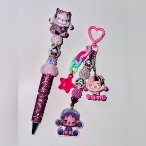 Skull Panda Bag Charm & Pen Set